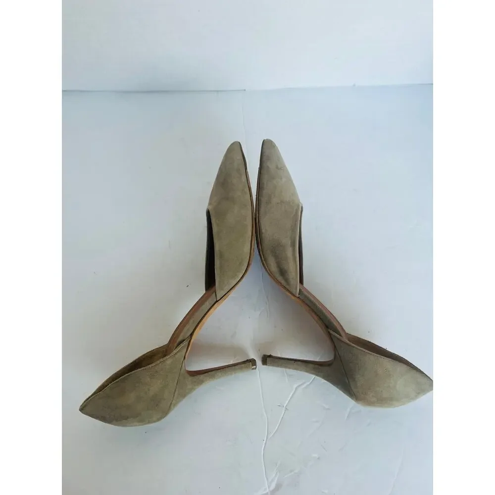 VINCE Celeste Taupe Suede D' Orsay Pointy Toe Heel Pump Shoes Size 8.5M - Picture 3 of 10